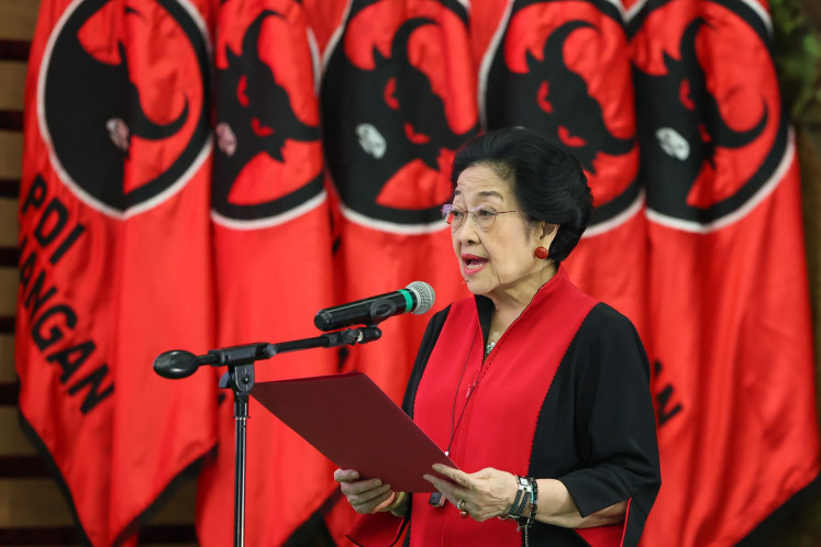 Indonesian Democratic Party of Struggle (PDI-P) chairwoman Megawati Soekarnoputri inaugurates several party executives for the 2025-2030 term on Aug. 14, 2025, at the party's headquarters in Jakarta.