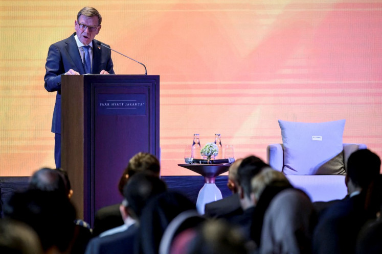 German Federal Foreign Minister Johann Wadephul delivers a speech on Aug. 20, 2025 titled 'Germany's Foreign Policy Outlook on the Indo-Pacific: Positioning Germany and Indonesia in a Changing World Order' during a Foreign Policy Community of Indonesia (FPCI) event in Jakarta.