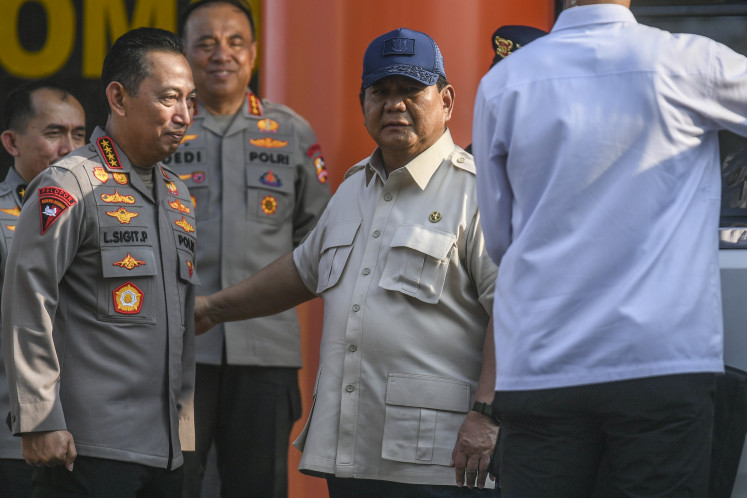 After the storm: President Prabowo Subianto (right) speaks with National Police Chief Gen. Listyo Sigit Prabowo on Sept. 1 after visiting injured police officers at the National Police Hospital in Kramat Jati, Jakarta. President Prabowo visited officers who were wounded during clashes at a protest in Jakarta and instructed the police chief to grant them extraordinary promotions. 