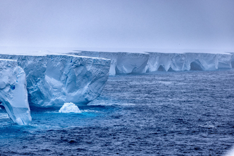 The world's largest iceberg, named A23a, is seen in Antarctica on January 14, 2024, in this picture obtained from social media.
