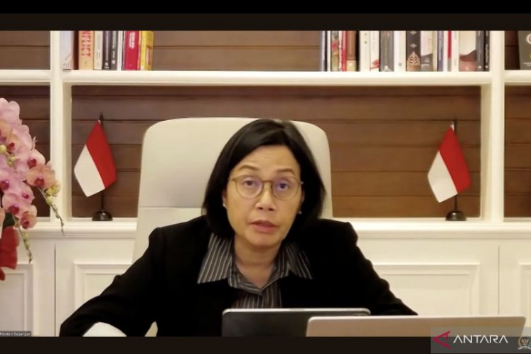 Finance Minister Sri Mulyani Indrawati takes part in a meeting with Regional Representative Council (DPD) Committee IV on the 2026 state budget bill on Sept. 2 in Jakarta.

