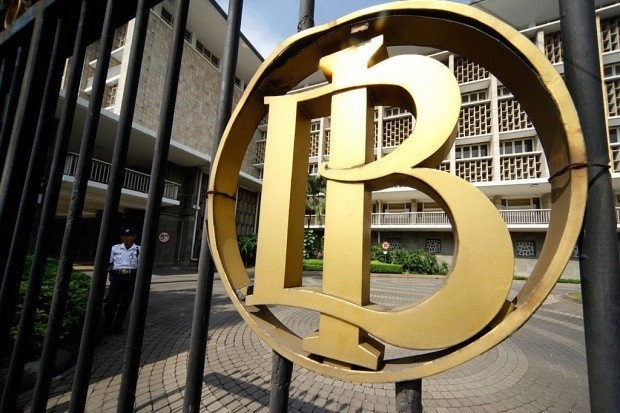 The Bank Indonesia logo adorns the gate of the central bank's headquarters in Jakarta in this undated photograph. (Antara/File)