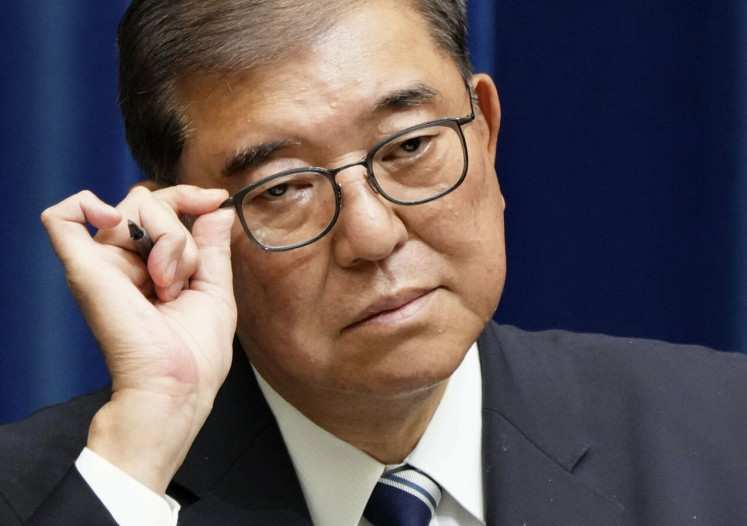 Japanese Prime Minister Shigeru Ishiba holds a press conference at his office in Tokyo on Sept. 7, 2025, saying he will resign amid strong calls within his ruling Liberal Democratic Party for a leadership contest following a defeat in the upper house election in July.