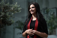 Nadeen Ayoub, who will compete as the first ever Miss Palestine in the Miss Universe pageant in November, poses for a picture in Dubai on Sept. 6, 2025. Nadeen Ayoub, the first Palestinian to compete in Miss Universe, will step onto the stage at the height of one of the most harrowing periods for her people, determined to show they are more than headlines of war.