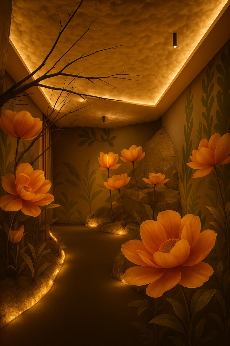 In the Capricorn room’s garden, one must insert a key to unlock the appetizer.