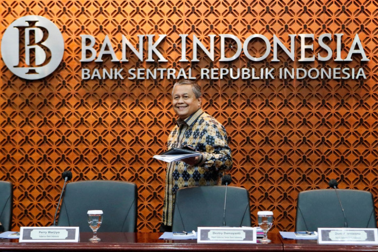 Bank Indonesia (BI) Governor Perry Warjiyo arrives at a media briefing on Jan. 19, 2023, at the central bank’s headquarters in downtown Jakarta. 