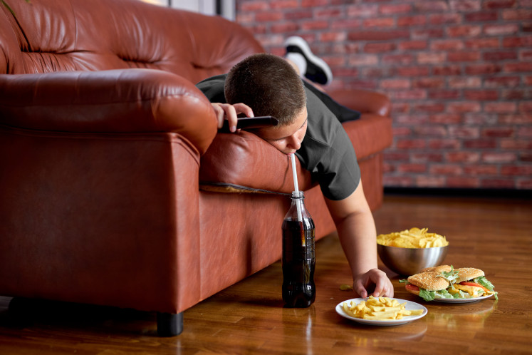 Stock illustration of child obesity.