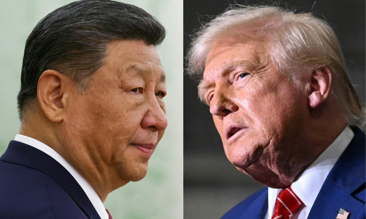 This combination of pictures created on June 05, 2025, shows Chinese President Xi Jinping at the Kremlin in Moscow on May 8, 2025, and US President Donald Trump at US Steel - Irvin Works in West Mifflin, Pennsylvania, on May 30, 2025. Two two leaders held a phone call on Sept. 19, 2025.