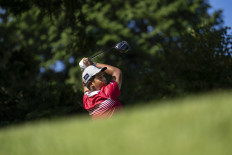 Rayhan Latief of Indonesia plays his stroke from the No. 12 tee on Oct. 1, 2024, during a practice round ahead of the 2024 Asia-Pacific Amateur Championship being played at the Taiheiyo Club in Gotemba, Japan.