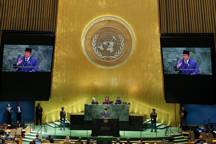 President Prabowo Subianto addresses the 80th United Nations General Assembly on Sept. 23 at UN headquarters in New York, the United States.  
