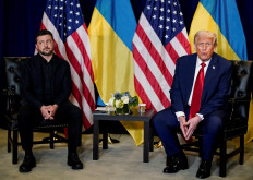  US President Donald Trump meets with Ukrainian President Volodymyr Zelenskiy during the 80th United Nations General Assembly, in New York on September 23, 2025.