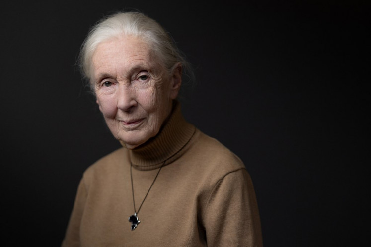 British ethologist and primatologist Jane Goodall poses during a photo session on October 18, 2024 in Paris. British primatologist Jane Goodall, who studied chimpanzees and became a renowned wildlife crusader, has died aged 91, her institute said on October 1, 2025. 