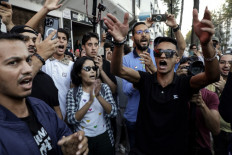 Moroccan youths demonstrate demanding reforms in the healthcare and education sectors in Rabat on October 2, 2025. Morocco was set for a sixth night of protests on October 2 as the country's prime minister appealed for engagement with demonstrators, a day after three people were killed in clashes in the southern city of Agadir.