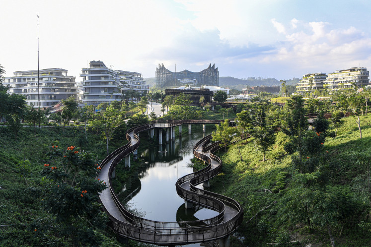 A water retention pond is seen on Thursday in Nusantara in East Kalimantan. The future capital has a very limited water supply area, with only 0.51 percent of its total area considered high-water area, 20.41 percent vegetation water area and the remaining 79.08 non-water area.