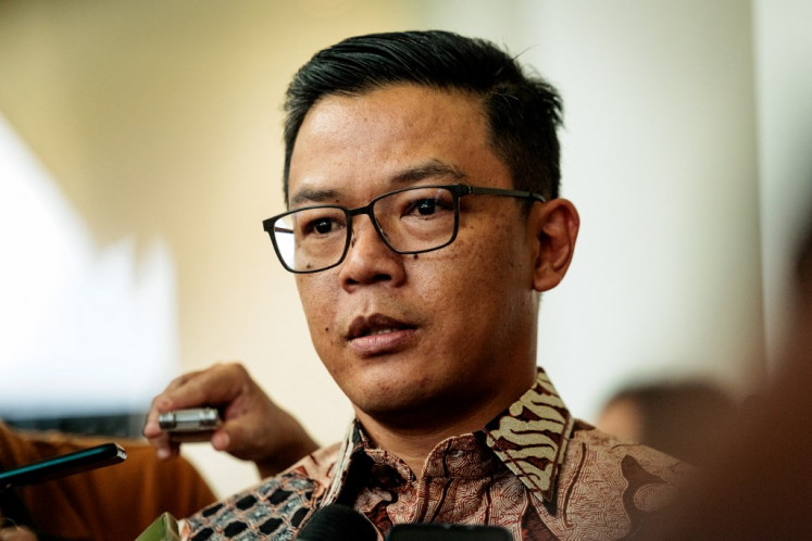 Foreign Minister Sugiono speaks to reporters after a bilateral meeting on Oct. 9 with his Netherlands' counterpart at the Foreign Ministry office in Jakarta.