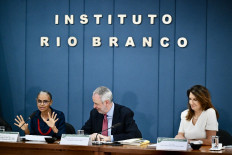 Brazil's Environment Minister Marina Silva (left) speaks next to Brazilian Ambassador Andre Correa do Lago and COP30 CEO Brazilian Ana Toni during a press conference at the Pre-COP30 meeting, a preparatory event gathering climate negotiation ministers, in BrasIlia, on Oct. 10, 2025.