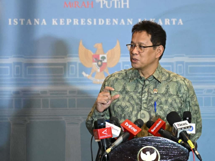 Finance Minister Purbaya Yudhi Sadewa addresses reporters’ questions at the State Palace in Central Jakarta, on Sept. 19, 2025.
