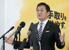 Yuichiro Tamaki, leader of the Democratic Party for the People, holds a press conference in Tokyo on Oct. 14, 2025. 