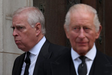 Scrutinized royalty: United Kingdom&rsquo;s Prince Andrew, then-Duke of York (left), and UK King Charles III leave following a Requiem Mass, a Catholic funeral service, for the late Katharine, Duchess of Kent, at Westminster Cathedral on Sept. 16 in London.