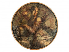 Converging cultures: Kuasa dalam Setara (Power in Equality) by Indonesian painter Eddy Susanto wins the 15th UOB Painting of the Year Award (Indonesia) in the established artist category. The circular work, measuring 130 centimeters in diameter, is created on translucent cowhide and acrylic sheet, rendered with a drawing pen.