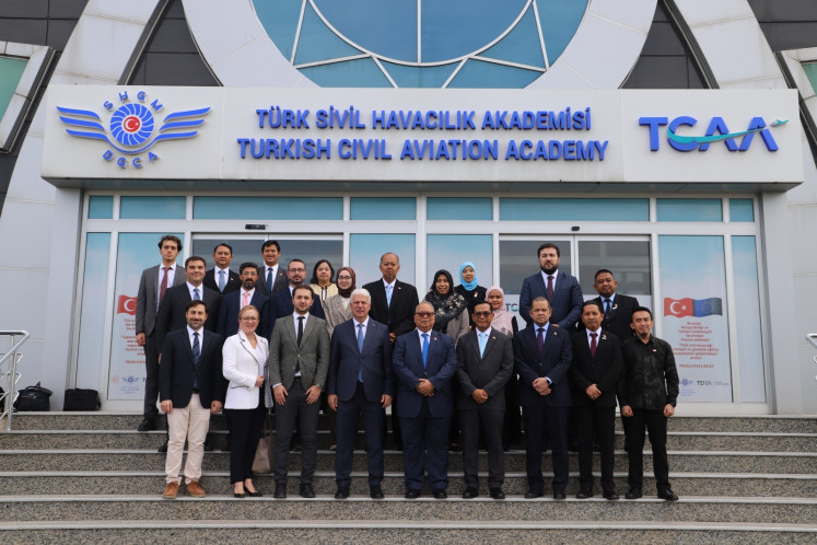 Turkish civil aviation officials and their Indonesian counterparts pose for a family photo in Istanbul during bilateral air services consultations from Oct. 22-23, 2025, in this undated handout image.
