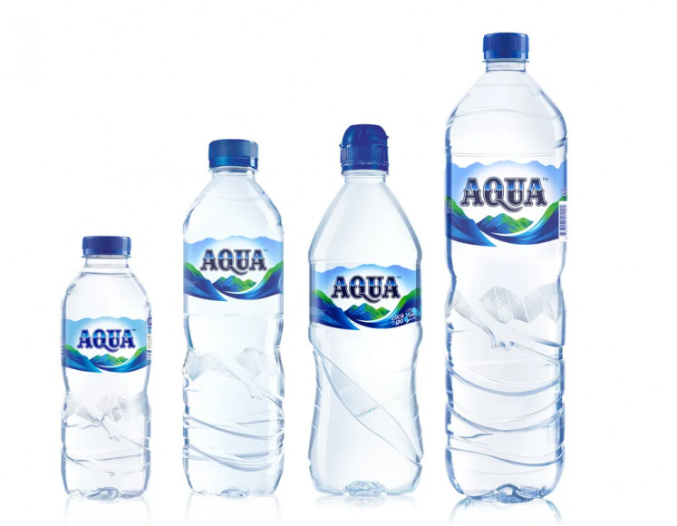 Bottles of Danone's Aqua, Indonesia’s top bottled water brand, are seen in various packaging types in this undated photo.