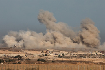 This picture taken from a position at Israel's border with the Gaza Strip shows smoke billowing during an Israeli strike on the besieged Palestinian territory on Oct. 30, 2025. Israel said it struck an arms dump in Gaza on Oct. 29, hours after the deadliest night of bombing since the start of a US-brokered truce, warning it would continue to operate to take out perceived threats.
