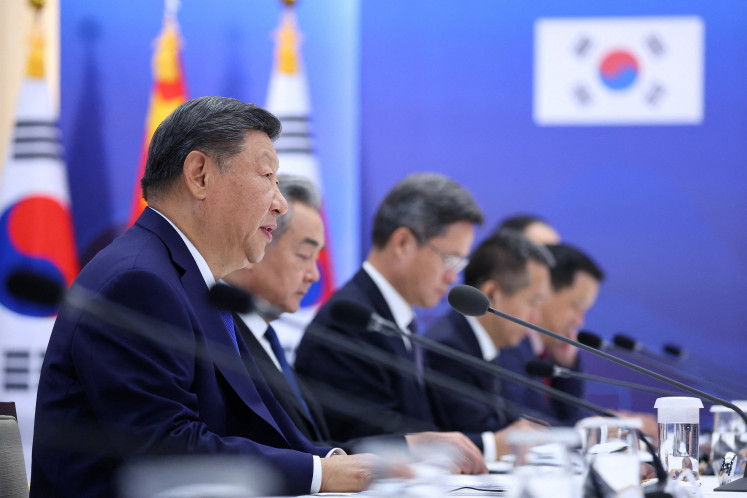 China's President Xi Jinping speaks during a meeting with South Korea's President Lee Jae Myung (not pictured) in Gyeongju, South Korea, on Nov. 1, 2025.