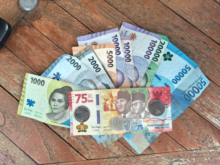 Indonesian rupiah bills are pictured on Oct. 11, 2025, in Jakarta.