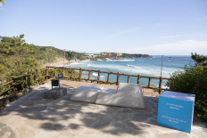 A view of the Malaysia Bench, one of the 10 ASEAN benches installed along the Jeju Olle Trail Route 8 or ASEAN-Korea Olle, is shown in this handout photo taken on Nov. 11, 2025. Set against Jeju’s natural scenery, the bench embodies the friendship and cultural exchange between ASEAN and South Korea.