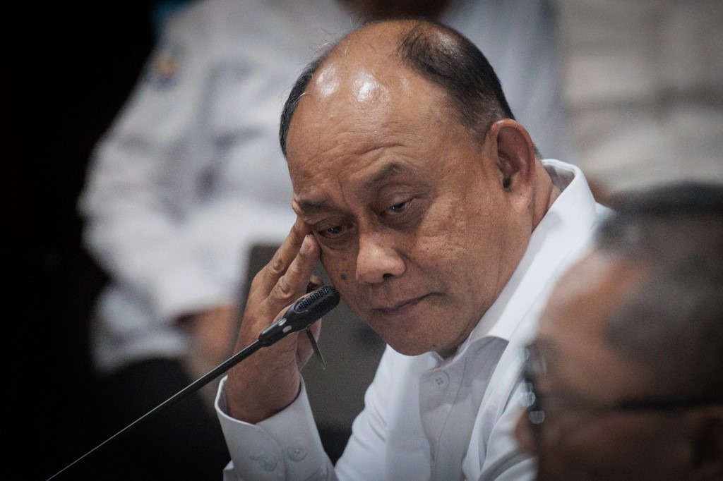Dadan Hindayana, the head of the National Nutrition Agency (BGN), reacts as ministers, agency representatives, and stakeholders attend a coordination meeting on the implementation of the Free Nutritious Meal Program (MBG) at the Coordinating Ministry for Food in Jakarta on March 3, 2025. 