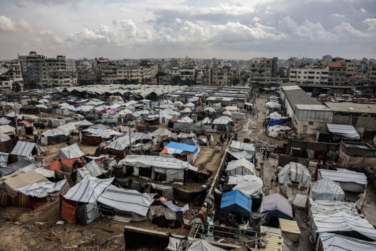 A displacement camp in Gaza City is seen in this photo taken on Nov. 14, 2025. The United States on Nov. 13 called on the United Nations Security Council to unite and back its draft resolution aimed at bolstering the US president's peace plan for Gaza, warning that Palestinians could otherwise suffer “grave“ consequences.