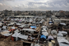 A displacement camp in Gaza City is seen in this photo taken on Nov. 14, 2025. The United States on Nov. 13 called on the United Nations Security Council to unite and back its draft resolution aimed at bolstering the US president's peace plan for Gaza, warning that Palestinians could otherwise suffer “grave“ consequences.