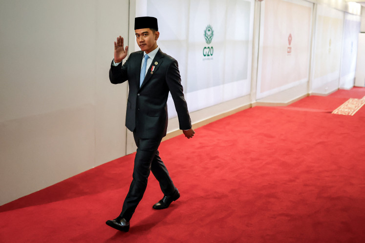 Rare appearance: Vice President Gibran Rakabuming Raka arrives for the second day of the Group of 20 Leaders&rsquo; Summit on Nov. 23, 2025, at the Nasrec Expo Centre in Johannesburg, South Africa.