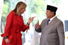 President Prabowo Subianto (right) talkes to Queen Maxima Zorreguieta of the Netherlands, who is also the United Nations secretary general's special advocate for financial health, as they meet for a bilateral meeting on Nov. 27, 2025, at Merdeka Palace in Jakarta.
