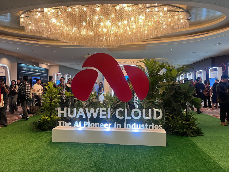 A Huawei Cloud display is seen on Tuesday at the Huawei Cloud Indonesia Summit 2025 in Jakarta.