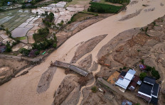 An aerial photo shows damage left by a flash flood on Dec. 2 in Rigeb, Blangkejeren, Gayo Lues regency, Aceh.