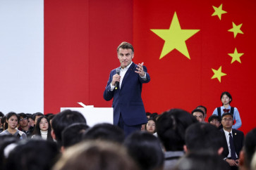 French President Emmanuel Macron speaks at Sichuan University during a meeting with students in Chengdu, in southwestern China's Sichuan province on December 5, 2025. 
