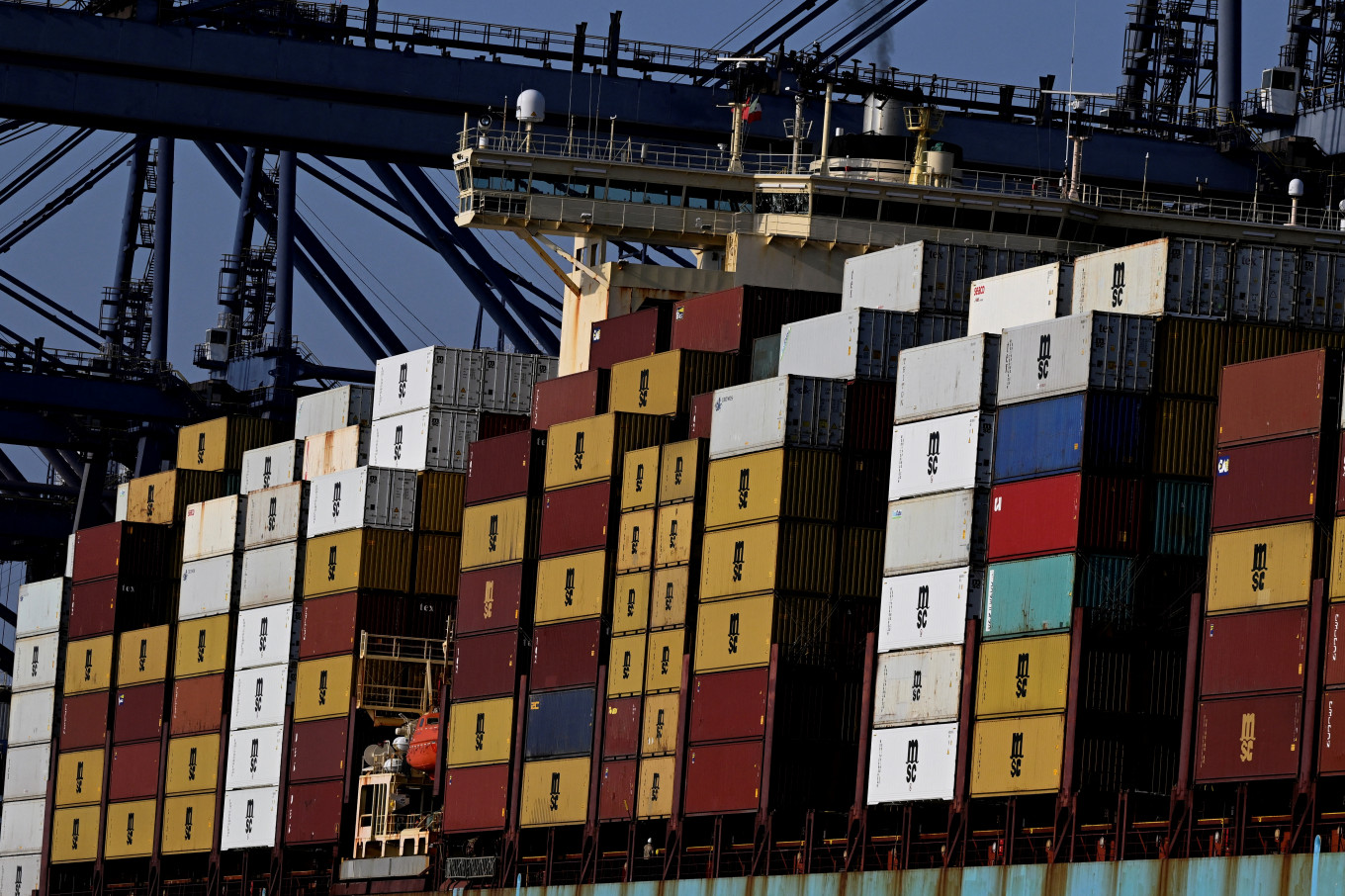 View of containers in the Lazaro Cardenas Cargo Port, Michoacan State, Mexico, taken on April 25, 2025.