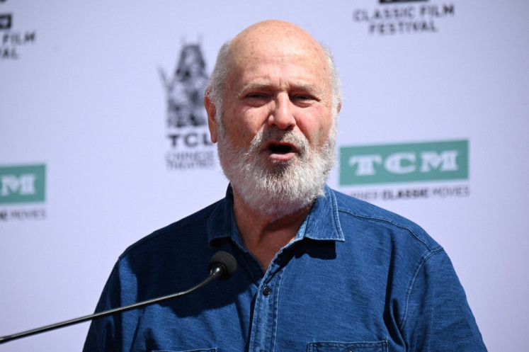 Comedian Rob Reiner speaks at a ceremony honoring fellow actor Billy Crystal with a hand & footprint ceremony, April 12, 2019 at the TCL Chinese Theatre in Hollywood, California.