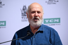 Comedian Rob Reiner speaks at a ceremony honoring fellow actor Billy Crystal with a hand & footprint ceremony, April 12, 2019 at the TCL Chinese Theatre in Hollywood, California.