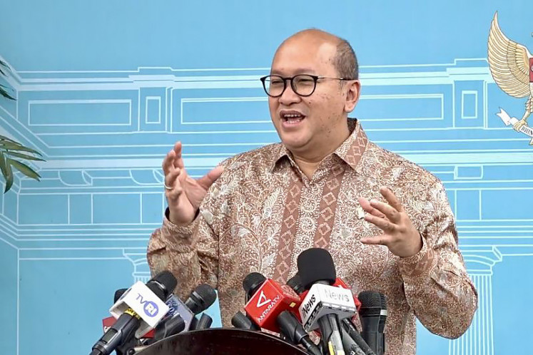 Investment and Downstream Minister and Danantara CEO Rosan Roeslani delivers a press statement at the State Palace complex in Central Jakarta on Dec. 17, 2025, on the progress of the Indonesian haj village development in Saudi Arabia.