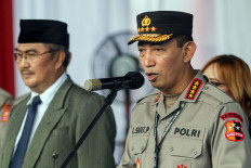 Law and enforcement: National Police chief Gen. Listyo Sigit Prabowo (right) addresses a press conference alongside Police Reform Acceleration Committee chairman and former Constitutional Court chief justice Jimly Asshiddiqie on Nov. 24, 2025 following an event at the National Police&rsquo;s Mobile Brigade Training Center in Cikeas, Bogor, West Java.