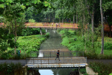 Healthy lifestyle: A man runs in Tebet Eco Park on Dec. 30, 2025, in South Jakarta. Tebet Eco Park, which is open to the public free of charge, is a popular destination for residents seeking to spend their day off with family or to exercise.