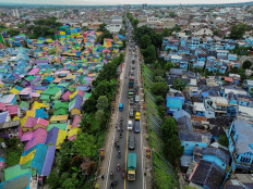 Heavy traffic congestion clogs the roads on Jan. 2, 2025, in Malang, East Java, as visitors from other cities traveled to Malang during the Christmas and New Year holiday. According to data from the Transportation Ministry, the peak of the return flow from the 2025 Christmas and 2026 New Year holidays was expected to be a projected 20.81 million travelers. 