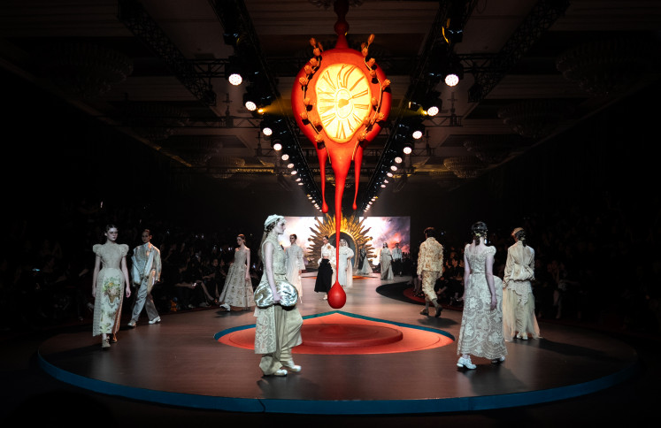 Ritual in craft: A look from S&eacute;ance, Adrian Gan&rsquo;s 2026 collection, crafted using vintage embroideries and archival textiles dating back to the late 19th century.