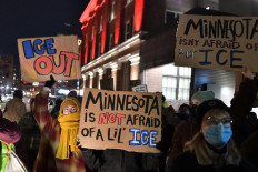 People protest against ICE after the fatal shooting of Renee Nicole Good in downtown Minneapolis, Minnesota, the United States on Jan. 9, 2026. A US Immigration and Customs Enforcement (ICE) agent shot and killed 37-year-old Renee Nicole Good on the streets of Minneapolis on Jan. 7, leading to huge protests and outrage from local leaders who rejected White House claims she was a domestic terrorist.