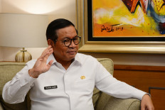 Jakarta Governor Pramono Anung gestures while speaking about his first year in office and developing the megalopolis on Jan. 20, 2026, during an interview with 'The Jakarta Post' at City Hall in Gambir, Central Jakarta.