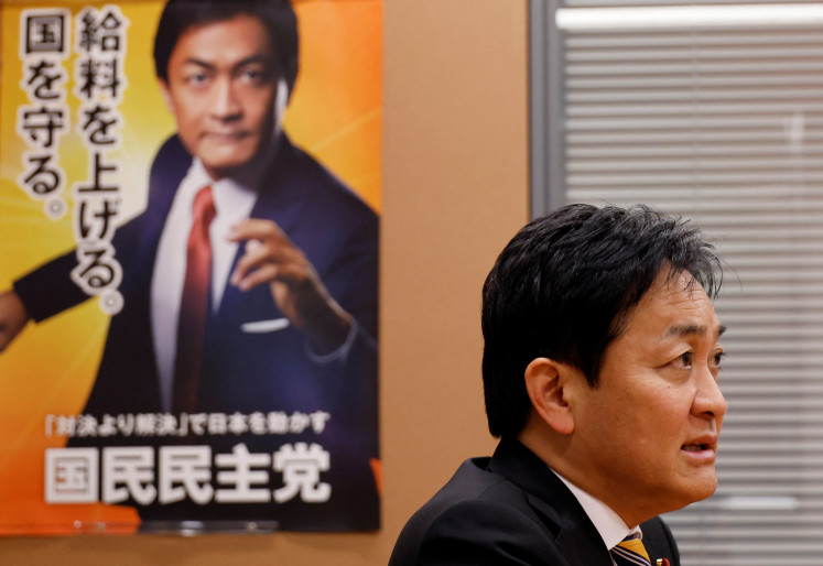 Yuichiro&nbsp;Tamaki, head of the Democratic Party for the People (DPP), speaks during an interview with Reuters in Tokyo on Jan. 21, 2026.