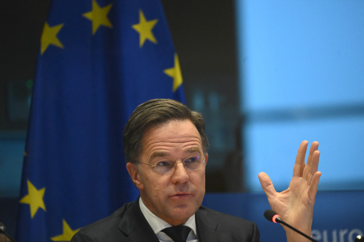 Keeping it together: NATO Secretary-General Mark Rutte delivers a speech during a meeting of the Security and Defense Commission on Monday, Jan. 26, 2026, at the European Parliament in Brussels.
